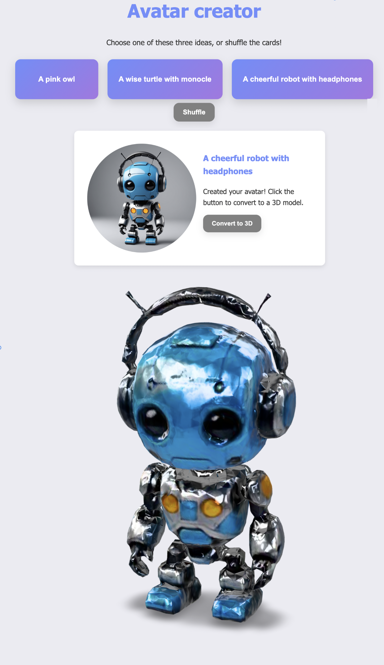 Avatar Generator Robot